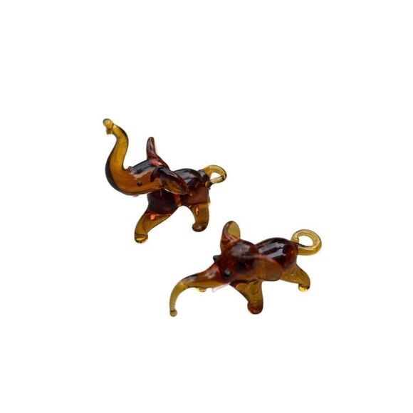 VTG Italian Murano Art Glass Miniature Animal Figurine Amber Sculpture set of 2 - Picture 1 of 7